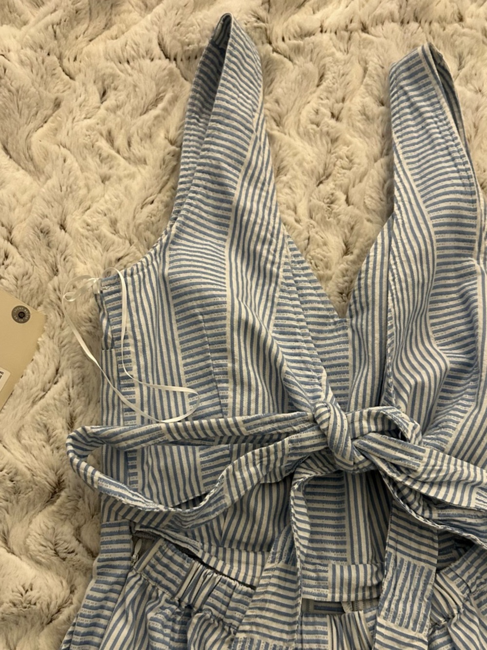 Lucky Brand Blue & White Striped Sleeveless Wide-Leg Jumpsuit - Picture 2 of 4